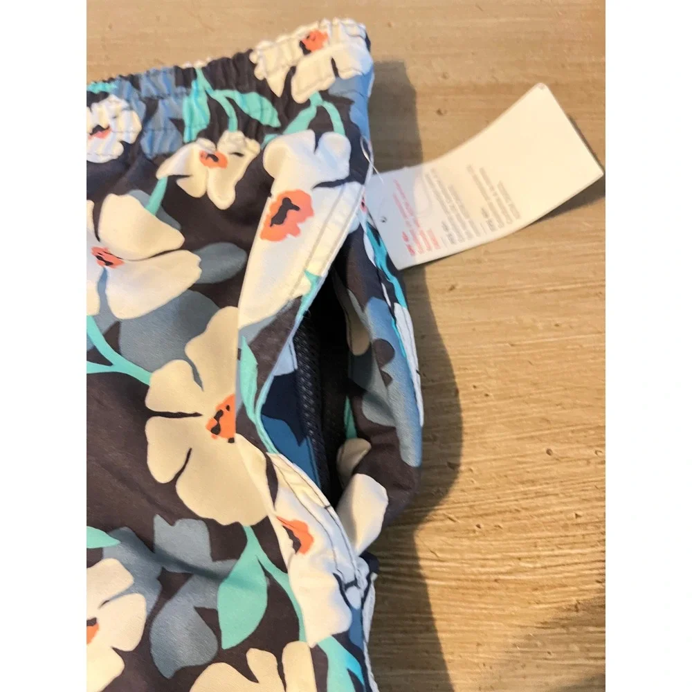 NEW Old Navy‎ Active Mens XXL Floral Swim Trunks Navy Blue 8 Inch Inseam UPF 40+